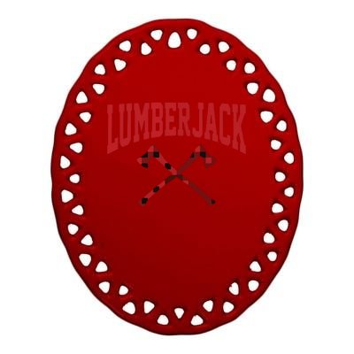 Lumberjack Woodworker Arborist Axe Flannel Ceramic Oval Ornament