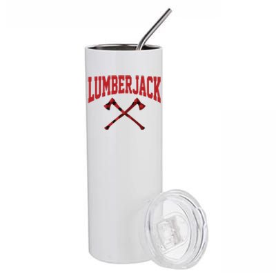 Lumberjack Woodworker Arborist Axe Flannel Stainless Steel Tumbler