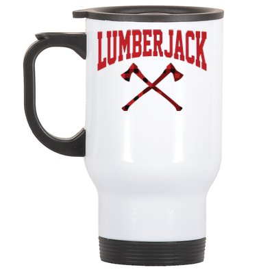 Lumberjack Woodworker Arborist Axe Flannel Stainless Steel Travel Mug