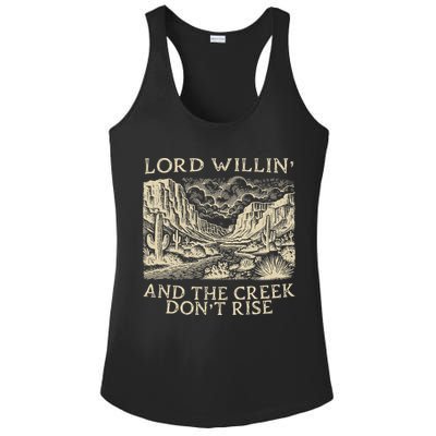 Lord Willing And The Creek DonT Rise Ladies PosiCharge Competitor Racerback Tank