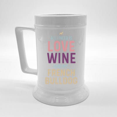 Love Wine And French Bulldog Quote With Dog Silhouette Gift Beer Stein