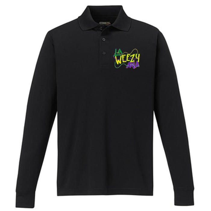 La Weezy Ana Mardi Gras Louisiana Fat Tuesday New Orleans Performance Long Sleeve Polo