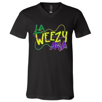 La Weezy Ana Mardi Gras Louisiana Fat Tuesday New Orleans V-Neck T-Shirt