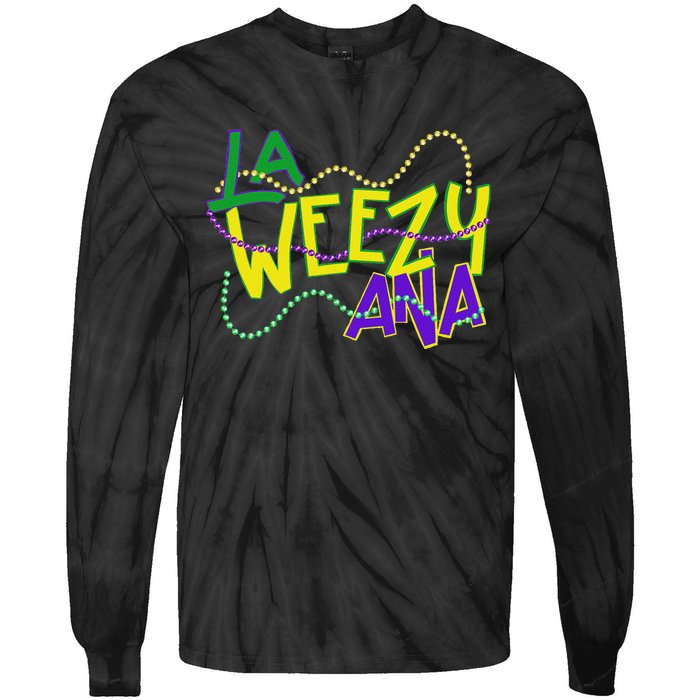 La Weezy Ana Mardi Gras Louisiana Fat Tuesday New Orleans Tie-Dye Long Sleeve Shirt