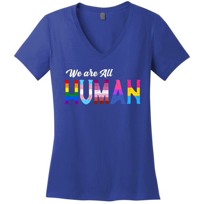 Lgbtq We Are All Hu Gift Women's V-Neck T-Shirt