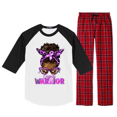 Lupus Warrior Afro Messy Bun Black Women Lupus Awareness Raglan Sleeve Pajama Set