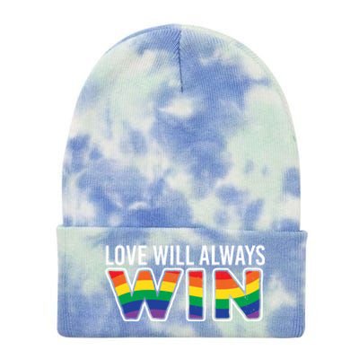 Love Will Always Win Homo Supporter Acceptance Heart Gift Tie Dye 12in Knit Beanie