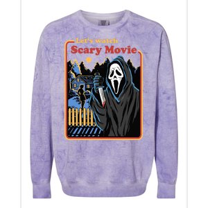 Let's Watch A Scary Movie Funny Halloween Colorblast Crewneck Sweatshirt