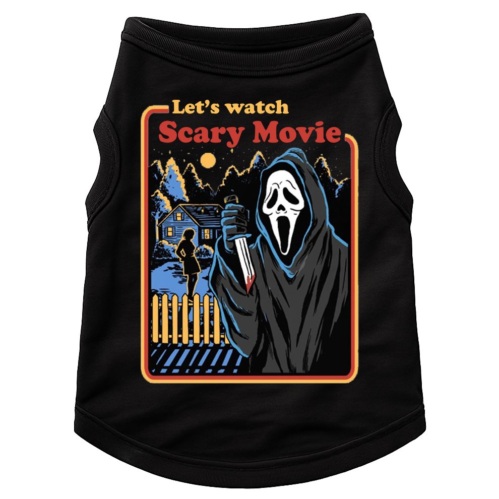 Let's Watch A Scary Movie Funny Halloween Doggie Tank