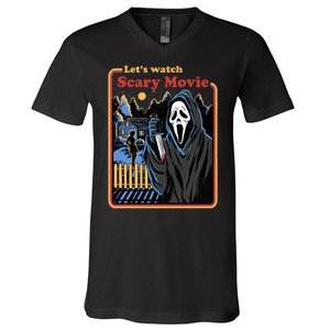 Let's Watch A Scary Movie Funny Halloween V-Neck T-Shirt