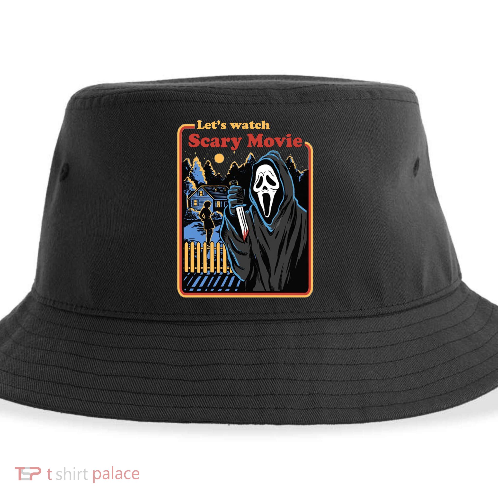 Let's Watch A Scary Movie Funny Halloween Sustainable Bucket Hat