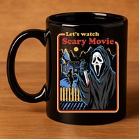 Let's Watch A Scary Movie Funny Halloween 11oz C Handle Ceramic Mug