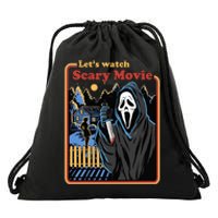 Let's Watch A Scary Movie Funny Halloween Drawstring Bag