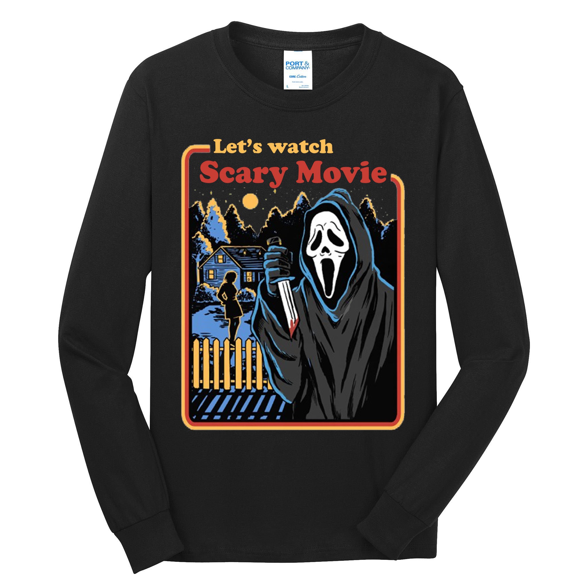 Let's Watch A Scary Movie Funny Halloween Tall Long Sleeve T-Shirt