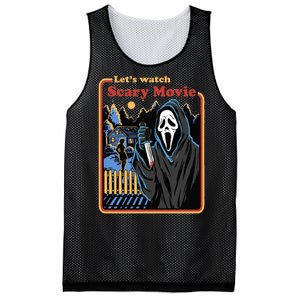 Let's Watch A Scary Movie Funny Halloween Mesh Reversible Basketball Jersey Tank