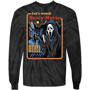 Let's Watch A Scary Movie Funny Halloween Tie-Dye Long Sleeve Shirt