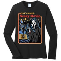 Let's Watch A Scary Movie Funny Halloween Ladies Long Sleeve Shirt