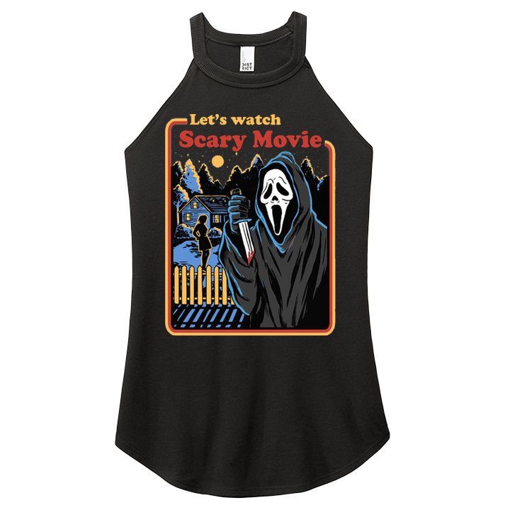 Let's Watch A Scary Movie Funny Halloween Women's Perfect Tri Rocker Tank