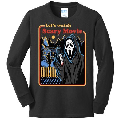 Let's Watch A Scary Movie Funny Halloween Kids Long Sleeve Shirt