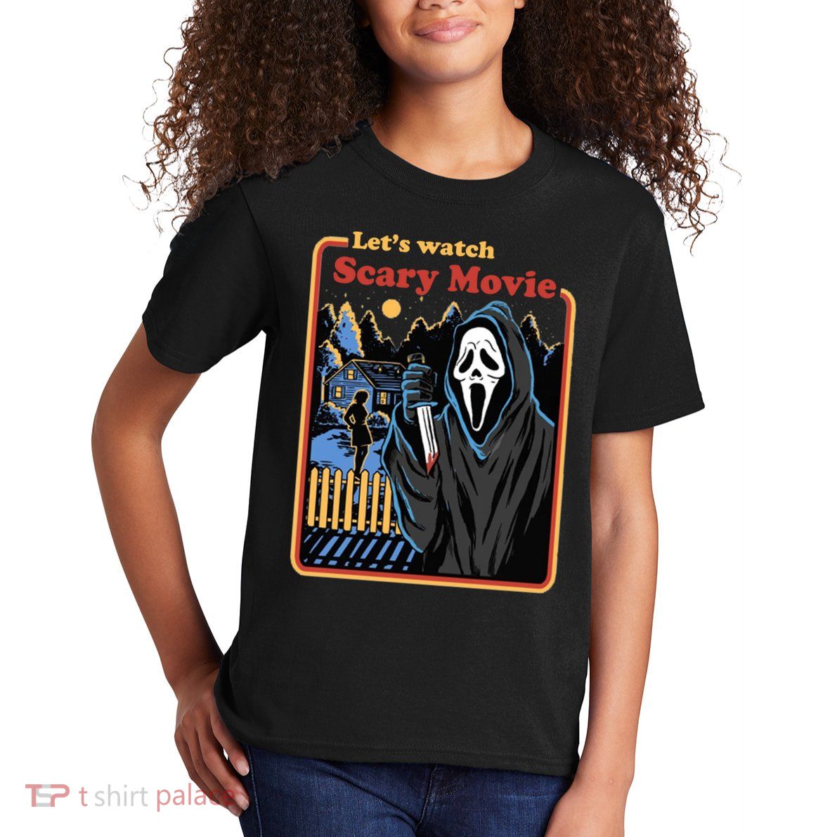 Let's Watch A Scary Movie Funny Halloween Kids T-Shirt