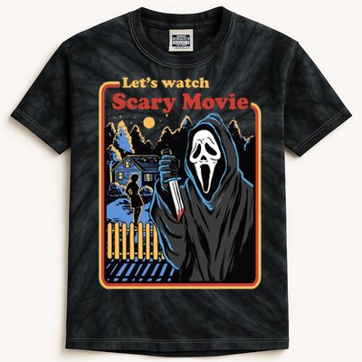 Let's Watch A Scary Movie Funny Halloween Kids Tie-Dye T-Shirt