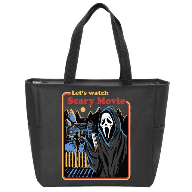 Let's Watch A Scary Movie Funny Halloween Zip Tote Bag