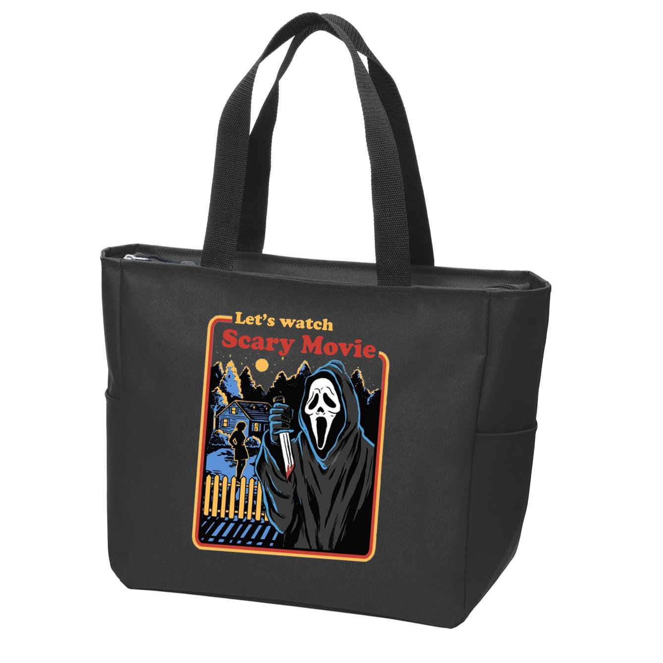 Let's Watch A Scary Movie Funny Halloween Zip Tote Bag
