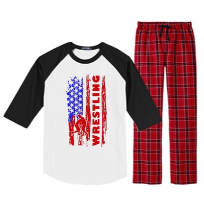 Love Wrestling American Flag Wrestling Coaches Raglan Sleeve Pajama Set