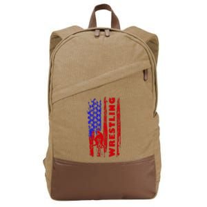 Love Wrestling American Flag Wrestling Coaches Cotton Canvas Backpack