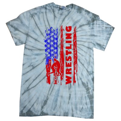 Love Wrestling American Flag Wrestling Coaches Tie-Dye T-Shirt