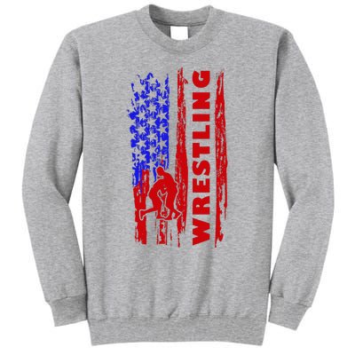 Love Wrestling American Flag Wrestling Coaches Tall Sweatshirt