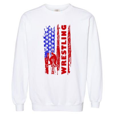 Love Wrestling American Flag Wrestling Coaches Garment-Dyed Sweatshirt