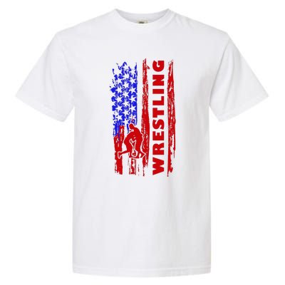 Love Wrestling American Flag Wrestling Coaches Garment-Dyed Heavyweight T-Shirt