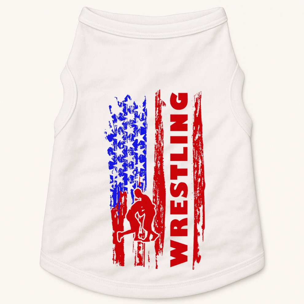 Love Wrestling American Flag Wrestling Coaches Doggie Tank