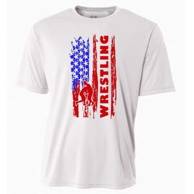 Love Wrestling American Flag Wrestling Coaches Cooling Performance Crew T-Shirt