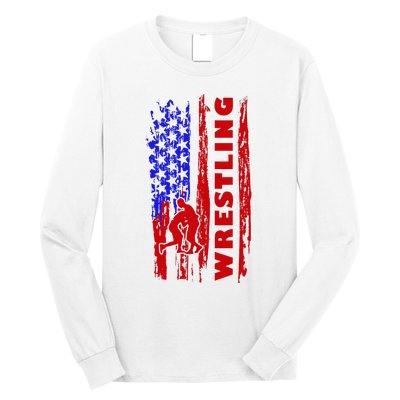 Love Wrestling American Flag Wrestling Coaches Long Sleeve Shirt