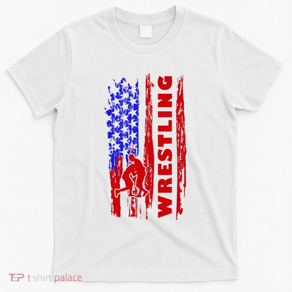 Love Wrestling American Flag Wrestling Coaches T-Shirt