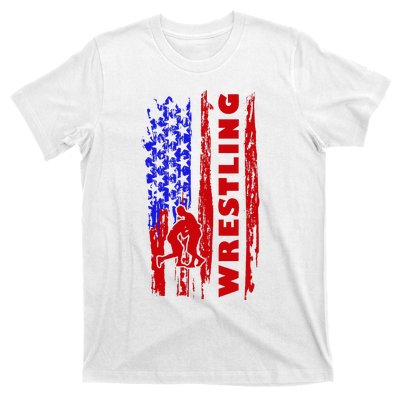 Love Wrestling American Flag Wrestling Coaches T-Shirt