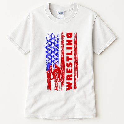 Love Wrestling American Flag Wrestling Coaches Tall T-Shirt