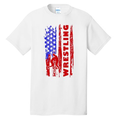 Love Wrestling American Flag Wrestling Coaches Tall T-Shirt