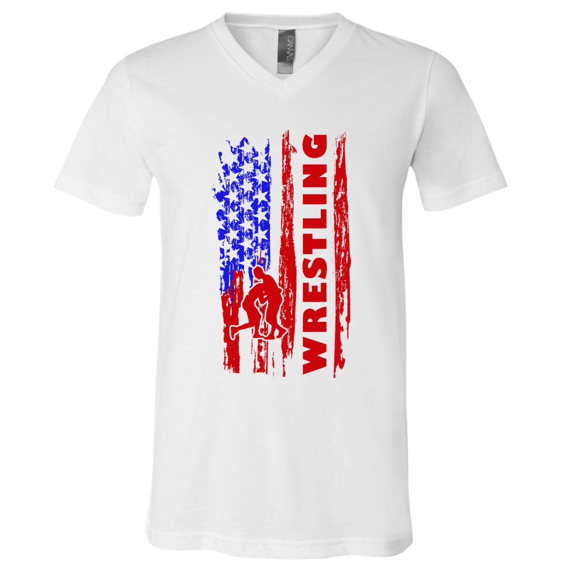 Love Wrestling American Flag Wrestling Coaches V-Neck T-Shirt