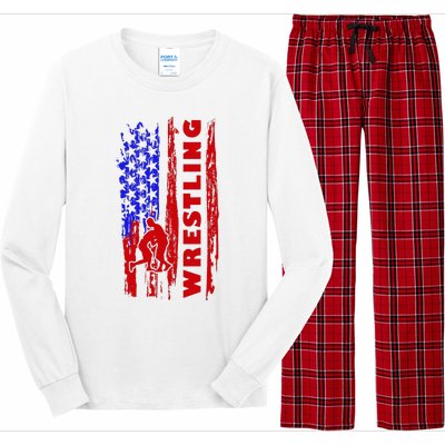 Love Wrestling American Flag Wrestling Coaches Long Sleeve Pajama Set