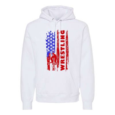 Love Wrestling American Flag Wrestling Coaches Premium Hoodie