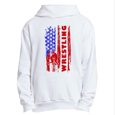 Love Wrestling American Flag Wrestling Coaches Urban Pullover Hoodie