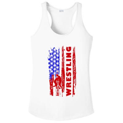 Love Wrestling American Flag Wrestling Coaches Ladies PosiCharge Competitor Racerback Tank