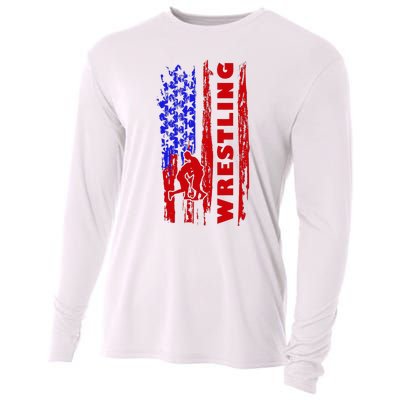 Love Wrestling American Flag Wrestling Coaches Cooling Performance Long Sleeve Crew