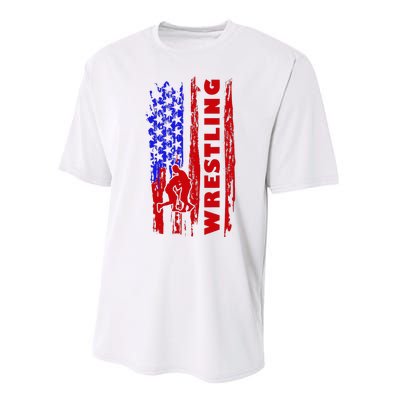 Love Wrestling American Flag Wrestling Coaches Performance Sprint T-Shirt