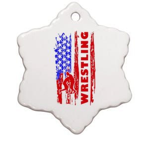 Love Wrestling American Flag Wrestling Coaches Ceramic Star Ornament