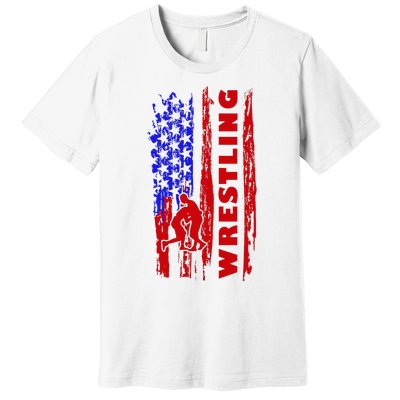 Love Wrestling American Flag Wrestling Coaches Premium T-Shirt