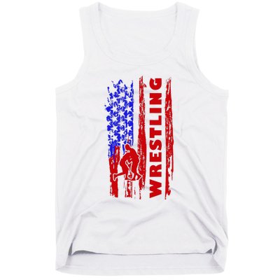 Love Wrestling American Flag Wrestling Coaches Tank Top